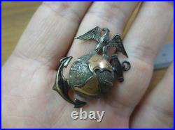 1/20 10K on Sterling 1920s USMC Hat Badge By H&H (missing pin & wire)