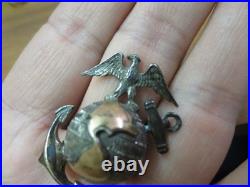 1/20 10K on Sterling 1920s USMC Hat Badge By H&H (missing pin & wire)