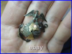 1/20 10K on Sterling 1920s USMC Hat Badge By H&H (missing pin & wire)