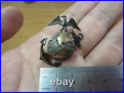 1/20 10K on Sterling 1920s USMC Hat Badge By H&H (missing pin & wire)