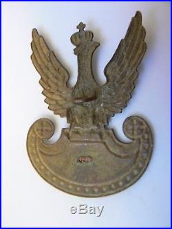 1094 POLAND 1919 ARMY METAL CROWNED EAGLE BADGE, FOR HELMETS, rare