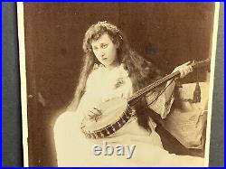 1890 Cabinet Card Sarah Harper Page, English Banjo Player, Photo, East Boston MA