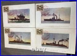 1919 Imperial Japanese Navy Grand Fleet Review Postcard Set with Warships