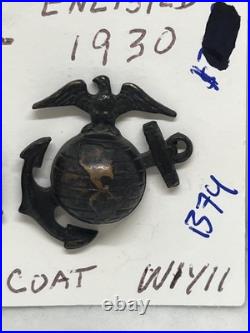 1920-1930 USMC Enlisted Insignia Service Coat PAIR B79 (Estate Militaria)