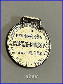 1920 Greece King Constantine Referendum Return Medal, Asia Minor Campaign Era
