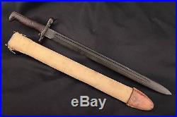 1920 Marked Pattern M1905 Bayonet (Wood Grips) & Canvas / Rawhide Scabbard