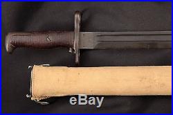 1920 Marked Pattern M1905 Bayonet (Wood Grips) & Canvas / Rawhide Scabbard