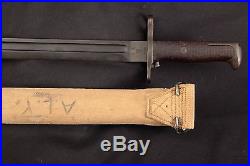 1920 Marked Pattern M1905 Bayonet (Wood Grips) & Canvas / Rawhide Scabbard