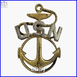 1920'S U. S. NAVY CHIEF PETTY OFFICER INSIGNIA CAP BADGE 1-3/4 x 1-1/4 SIZE