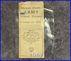 1920 U. S. Army School Contest Brochure WWI Era Recruiting Ephemera, Rare
