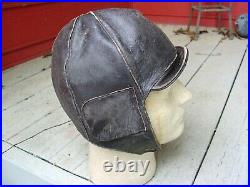 1920's-30's Leather Flying Car Racing Motorcycle Aviation Pilot helmet AirMail @