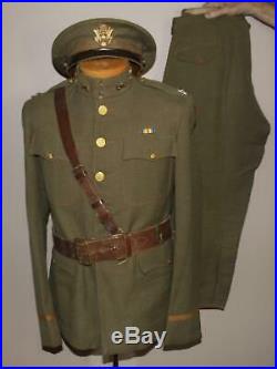 1920's US ARMY 127th INFANTRY WISCONSIN CAPTAIN UNIFORM, HAT, SAM BROWNE BELT