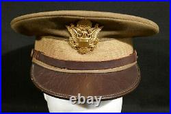 1920's US Army Officers' Service Visor Hat Two-Tone & Dark Visor Good Original