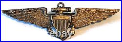 1920's US NAVY USMC MARINE CORPS PILOT WINGS PINBACK HALLMARKED