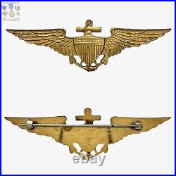 1920's Us Navy Aviator Wings 2-3/4 Size Pilot Badge Meyer Metal Shield