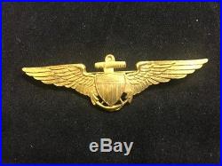 1920s 1930s US Navy Marines Aviator Pilot Wings Gold Pin Badge Antique A2646