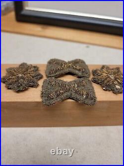 1920s-30s Army Lt Colonel Gold Bullion Sew On Artillery Insignia Uniform Removed