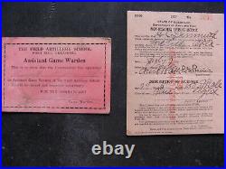 1920s FORT SILL IDENTIFICATION CARD Warden FIELD ARTILLERY SCHOOL RARE OKLAHOMA