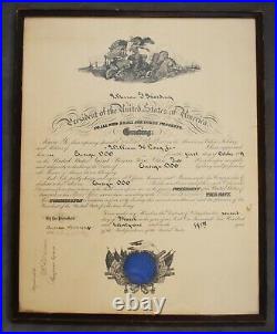 1921 Signed Theodore Roosevelt Jr Naval Officer's Appointment Framed US Navy