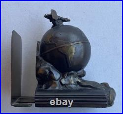 1923 K&O KRONHEIM & OLDENBUSCH plane Book Holder pilot End Globe Art Deco MCM