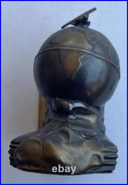1923 K&O KRONHEIM & OLDENBUSCH plane Book Holder pilot End Globe Art Deco MCM
