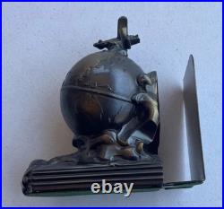 1923 K&O KRONHEIM & OLDENBUSCH plane Book Holder pilot End Globe Art Deco MCM