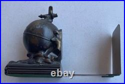 1923 K&O KRONHEIM & OLDENBUSCH plane Book Holder pilot End Globe Art Deco MCM