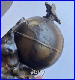 1923 K&O KRONHEIM & OLDENBUSCH plane Book Holder pilot End Globe Art Deco MCM