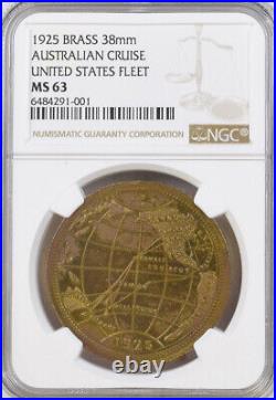 1925 Australian Cruise Medal US Navy Fleet Token MS63 NGC Naval, Australia