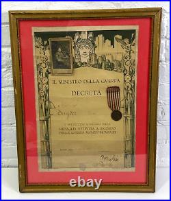 1925 US Army Named Soldiers Framed Italian Service Medal & Certificate