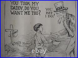 1925 Uncle Sam American Legion WW1 Orphans Poster Calvin Coolidge James Drain