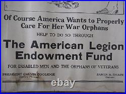 1925 Uncle Sam American Legion WW1 Orphans Poster Calvin Coolidge James Drain