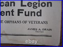 1925 Uncle Sam American Legion WW1 Orphans Poster Calvin Coolidge James Drain