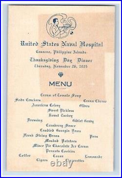 1925 United Sates Naval Hospital Canacao Philippine Islands Original Menu #7T