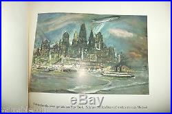 1929 Dettman Artist Art With Zeppelin Lz 127 To America Airship Color Paintings