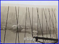 1929 US Navy Photo V4 ARGONAUT Submarine from Brooklyn Bridge, New York Skyline