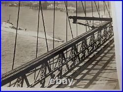 1929 US Navy Photo V4 ARGONAUT Submarine from Brooklyn Bridge, New York Skyline