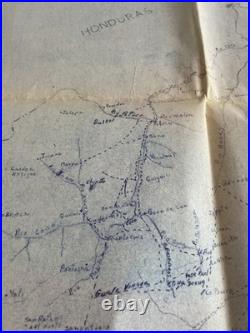 1929 USMC Coco Patrol Map Nicaragua- Routes Of March, USS Galveston Denver Tulsa