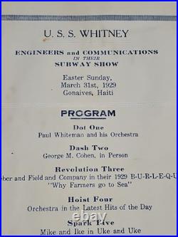 1929 USS Whitney AD-4 Haiti Subway Show Program Dinty Moore Archive Paper