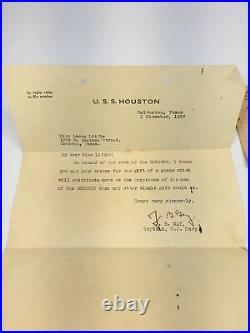 1930 Navy Department U. S. S. Houston Thank You Letter For A Up Right Piano