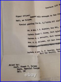 1930 Schofield Barracks Signal Corps Xmas Radio Greetings Docs & 1929 Notice