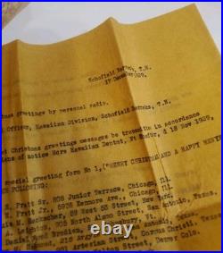 1930 Schofield Barracks Signal Corps Xmas Radio Greetings Docs & 1929 Notice