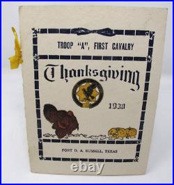 1930 THANKSGIVING Menu TROOP A 1st Cavalry Fort D. A. Russell Texas ARMY NAMES