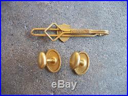 1930 USNA Naval Academy cufflinks tie clip tac bar 3pc set gold fill