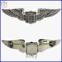 1930's U. S. Army Air Corps Pilot Wings Badge Jeweler Made Sterling Insignia #63