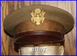 1930's US ARMY OFFICER'S OLIVE DRAB WOOL VISOR HAT CAP