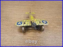 1930's Vintage Marx U. S. Army #712 Fighter Plane Tin Litho Wind-Up