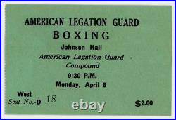 1930s U. S. Marines Peking China Embassy Guard Boxing Ticket F202