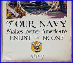 1932 Valiant Spirit Of Our Navy Makes Better Americans Enlist Poster J W Burbank