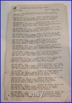 1933 CCC Special Orders 105+106 Fort Sam Houston Camp Bullis Roster TX